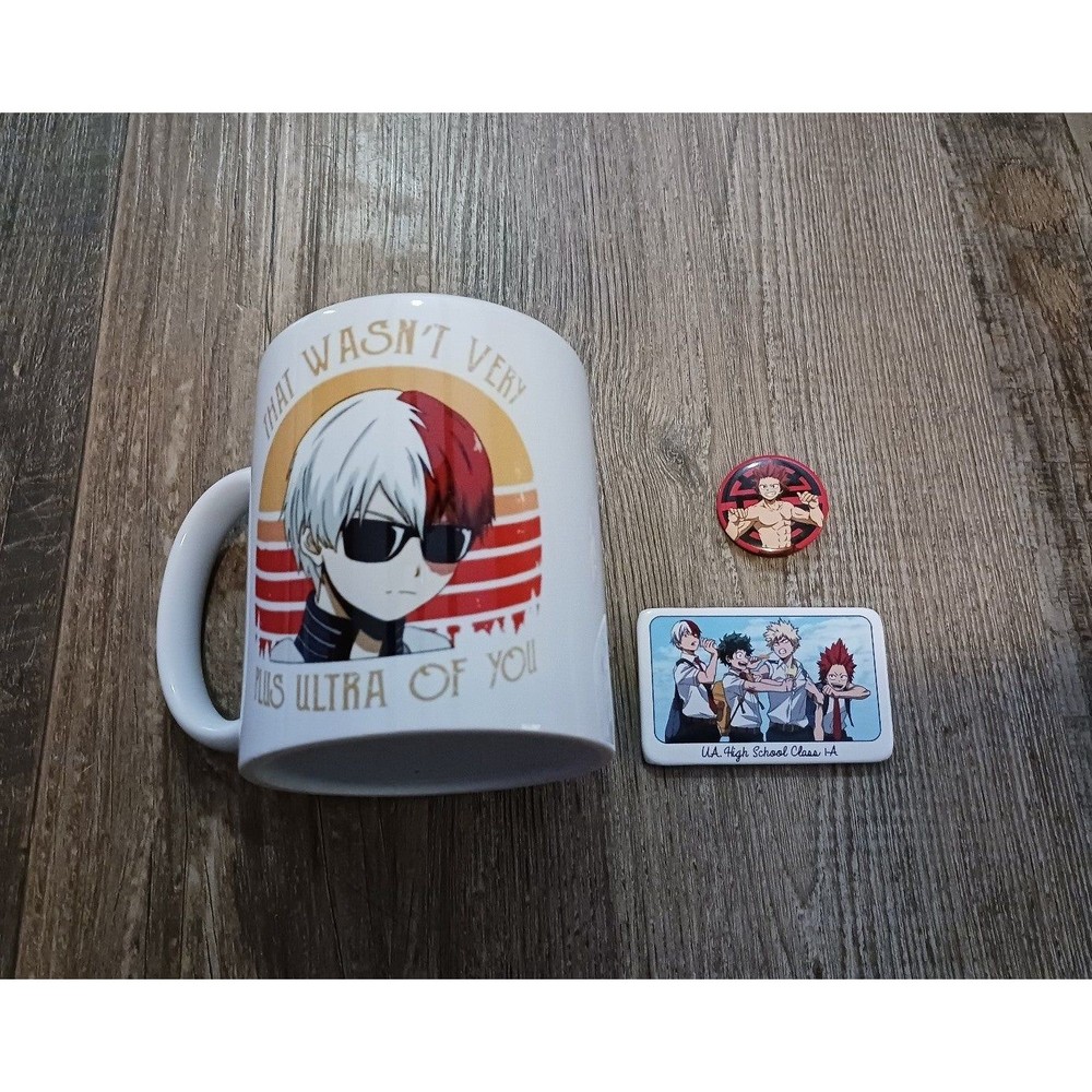 My Hero Acedemia Mug and 2 Pins